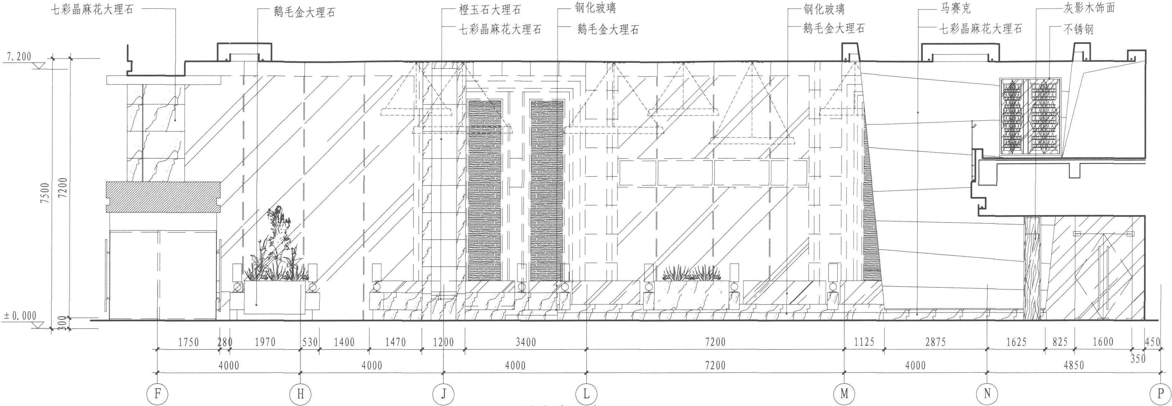 一層大堂D立面圖 1:100